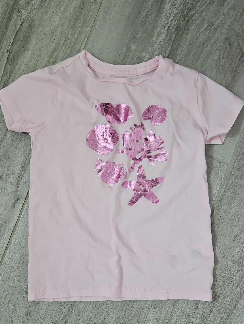 Crewcuts Light Pink Short-Sleeve Tee with Metallic Pink Seashells